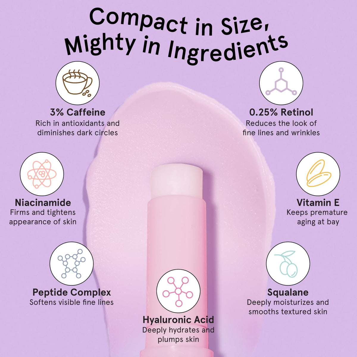 grace & stella Retinol & Caffeine Eye Brightener Balm Stick (3.5g) - Travel-Size Anti-Aging Treatment for Dark Circles, Puffiness & Wrinkles - Vegan Eye Cream Stick