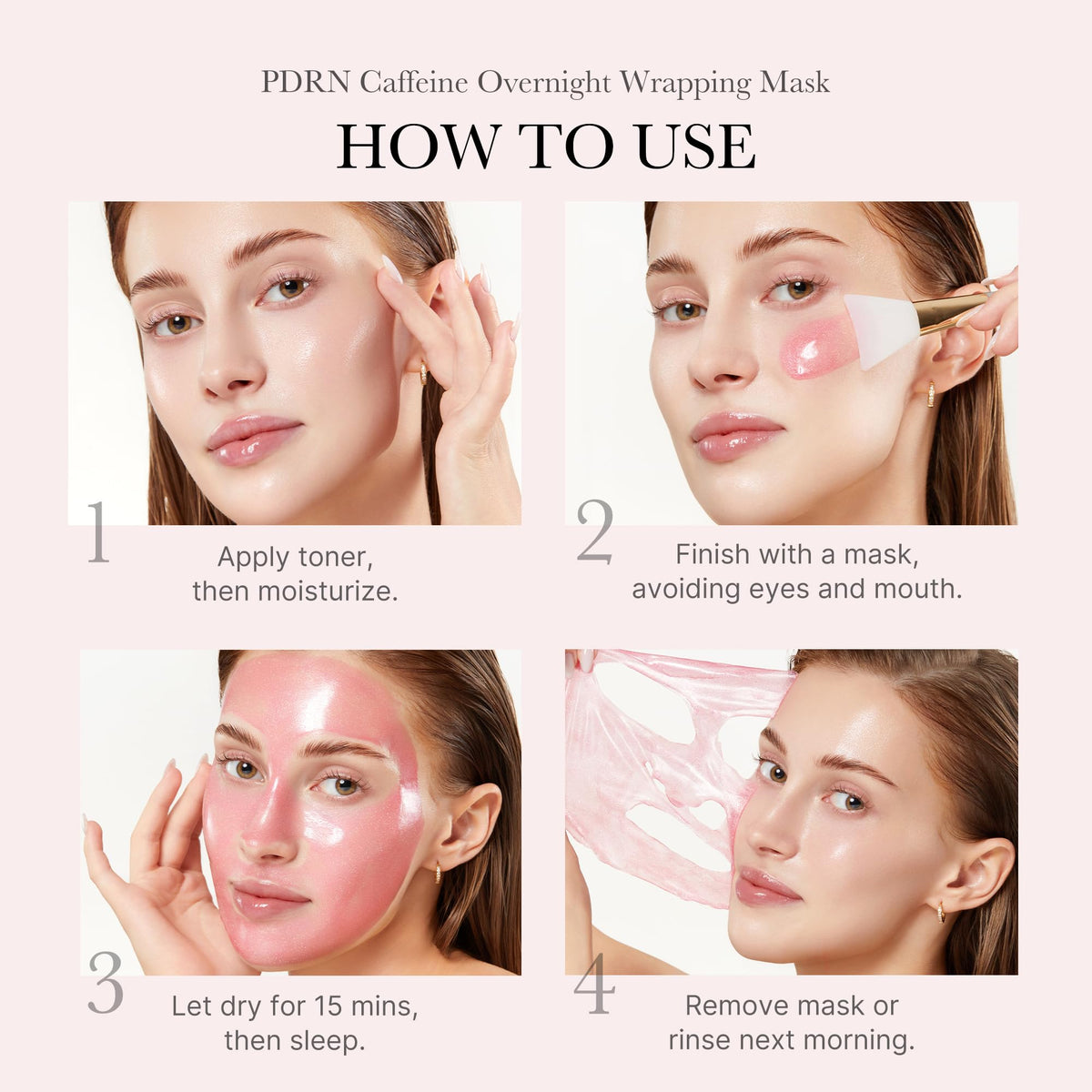 medicube Wrapping Mask PDRN Caffeine Overnight Peel Off Facial Mask - Firming, Depuffing & Hydration - Caffeine, Collagen For Refined, Glass Skin & Face Contour Support - Korean Skin Care, 2.53 fl.oz