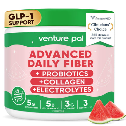 6-in-1 Daily Prebiotic Fiber Powder for Gut & Digestive Health, GLP-1 Friendly, Sugar Free Fiber Supplement Powder with Probiotics, Collagen Peptides & Electrolytes - For Women & Men - 7.8 OZ