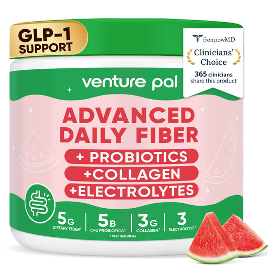 6-in-1 Daily Prebiotic Fiber Powder for Gut & Digestive Health, GLP-1 Friendly, Sugar Free Fiber Supplement Powder with Probiotics, Collagen Peptides & Electrolytes - For Women & Men - 7.8 OZ