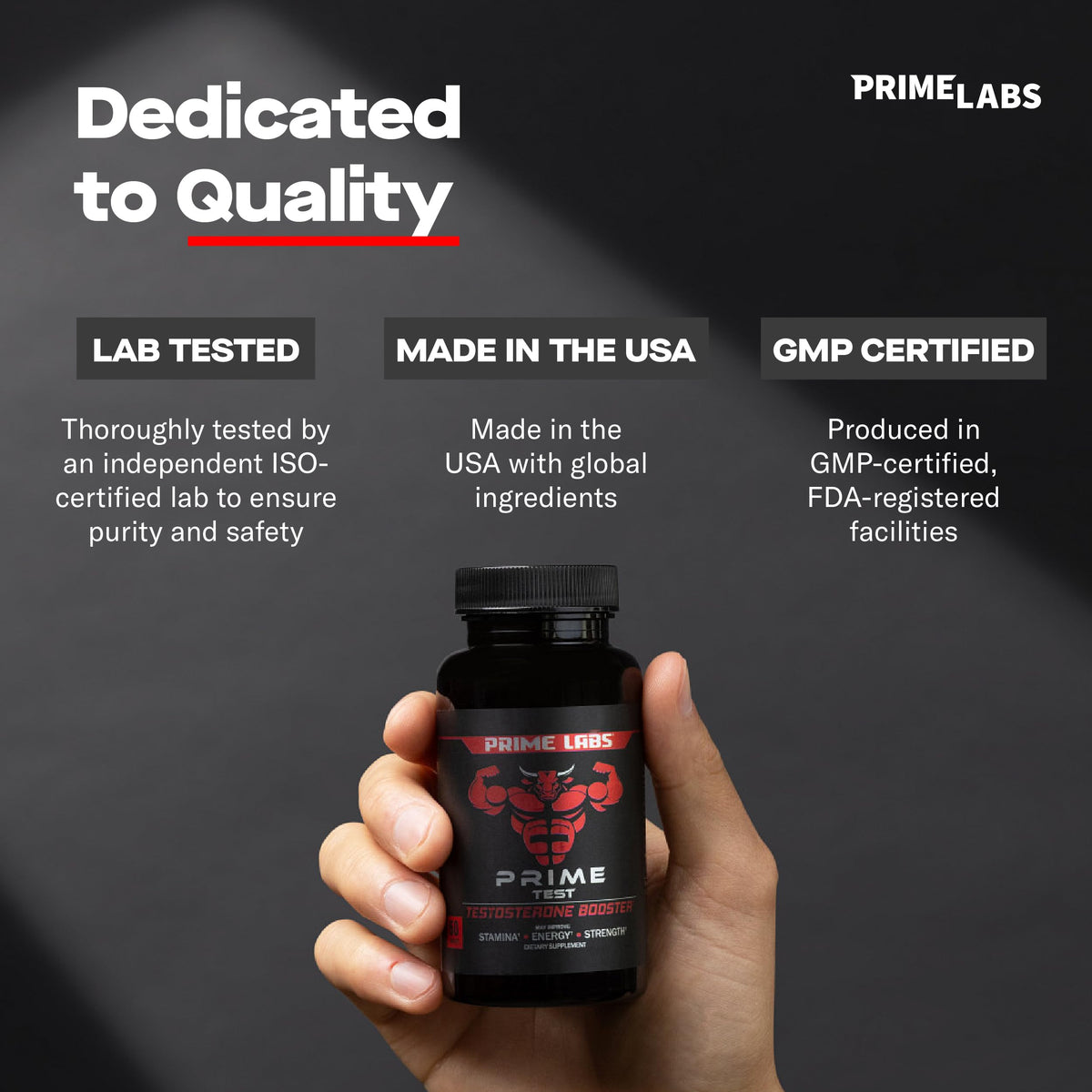 Testosterone Booster for Men - Energy, Strength, Stamina & Endurance Support Supplement - Prime Labs (2 Pack, 120 Caplets)