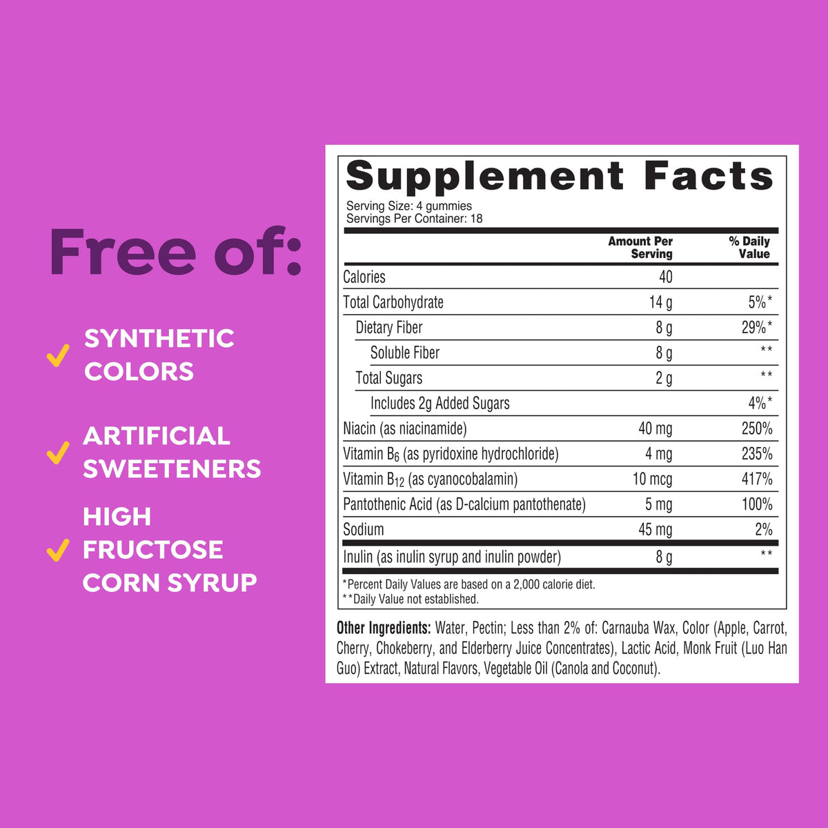 MiraFIBER Gummies, from The Makers of MiraLAX, 8g Per Serving, with B Vitamins, Metabolism Support, Gut Health for Men & Women, Prebiotic Fiber Gummies for Adults, Mixed Fruit Flavor 72Ct