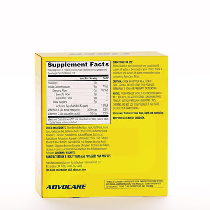 AdvoCare Fiber Dietary Supplement - Daily Fiber Powder Supplement with Soluble & Insoluble Fiber - Fiber Blend Includes Psyllium Husk & Citric Acid - Supports Digestive Health* - Citrus, 10 Pouches
