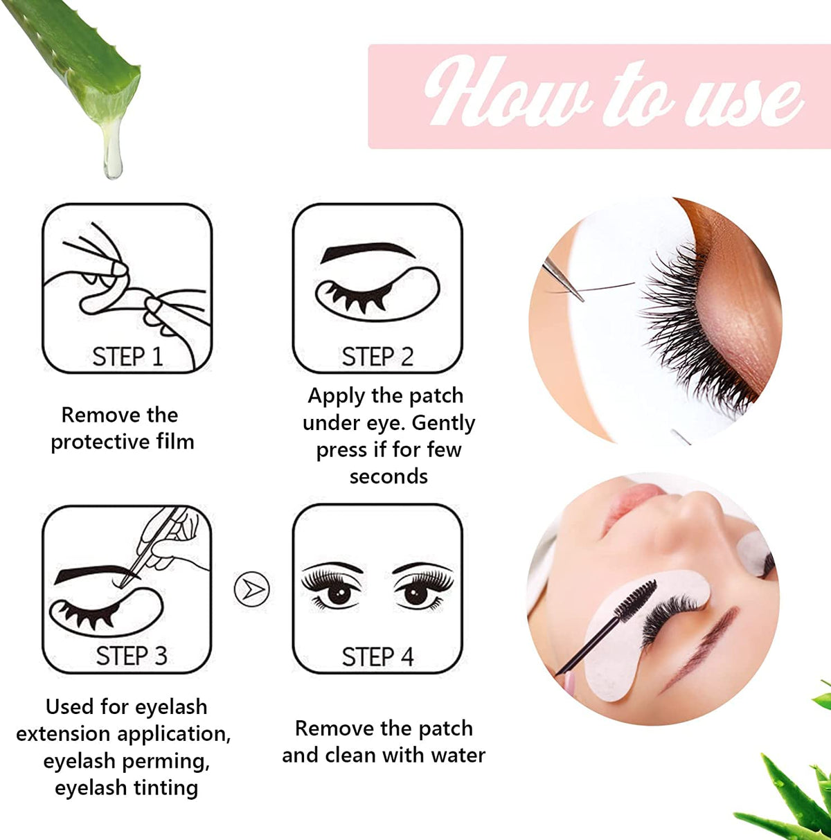 GreenLife Natural Hydrogel Eye Gel Pads - Collagen & Aloe Vera Under Eye Patches for Eyelash Extensions & Skin Care (100 Pairs)