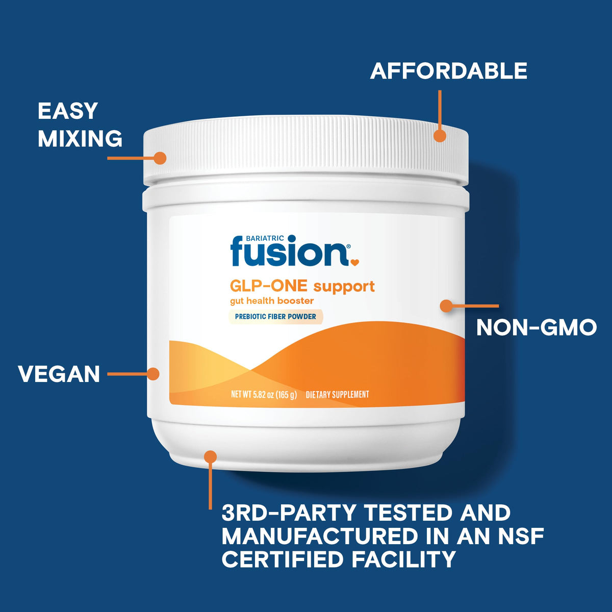 Bariatric Fusion GLP-1 Gut Health Booster - High Fiber GLP1 Booster - Prebiotic Fiber GLP-1 Supplement Powder for Women & Men - 20 Servings