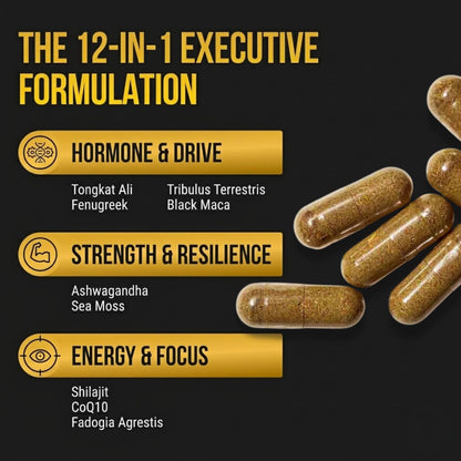 Body C.E.O. 12-in-1 Strength Protocol Testosterone Booster for Men with Shilajit - Ashwagandha, Tongkat Ali & Zinc - Energy, Strength & Vitality Support (120 Capsules)