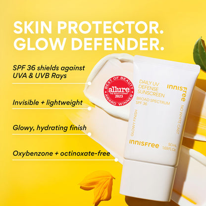 Innisfree Daily UV Defense SPF 36 - Korean Face Sunscreen, Invisible Finish, Broad Spectrum, No White Cast, Lightweight, Hydrating