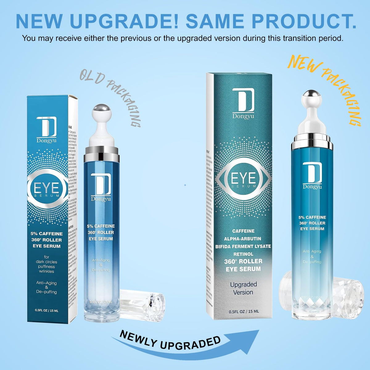 Upgraded Caffeine Eye Serum (15ml) - Instant Morning Wake-Up for Dark Circles, Puffiness & Sagging Eyelids