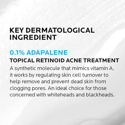 La Roche-Posay Effaclar Adapalene Gel 0.1% Acne Treatment, Retinoid Cream, Acne Medication Gel for Blackheads & Whiteheads, Oil Free, Helps Clear and