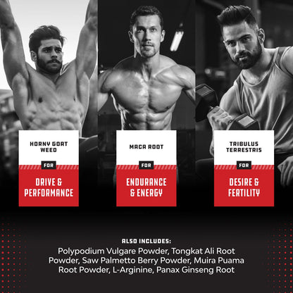 Extra Strength Testosterone Booster for Men - Herbal Formula for Muscle, Stamina & Strength - Tongkat Ali, Maca, Horny Goat Weed, Saw Palmetto