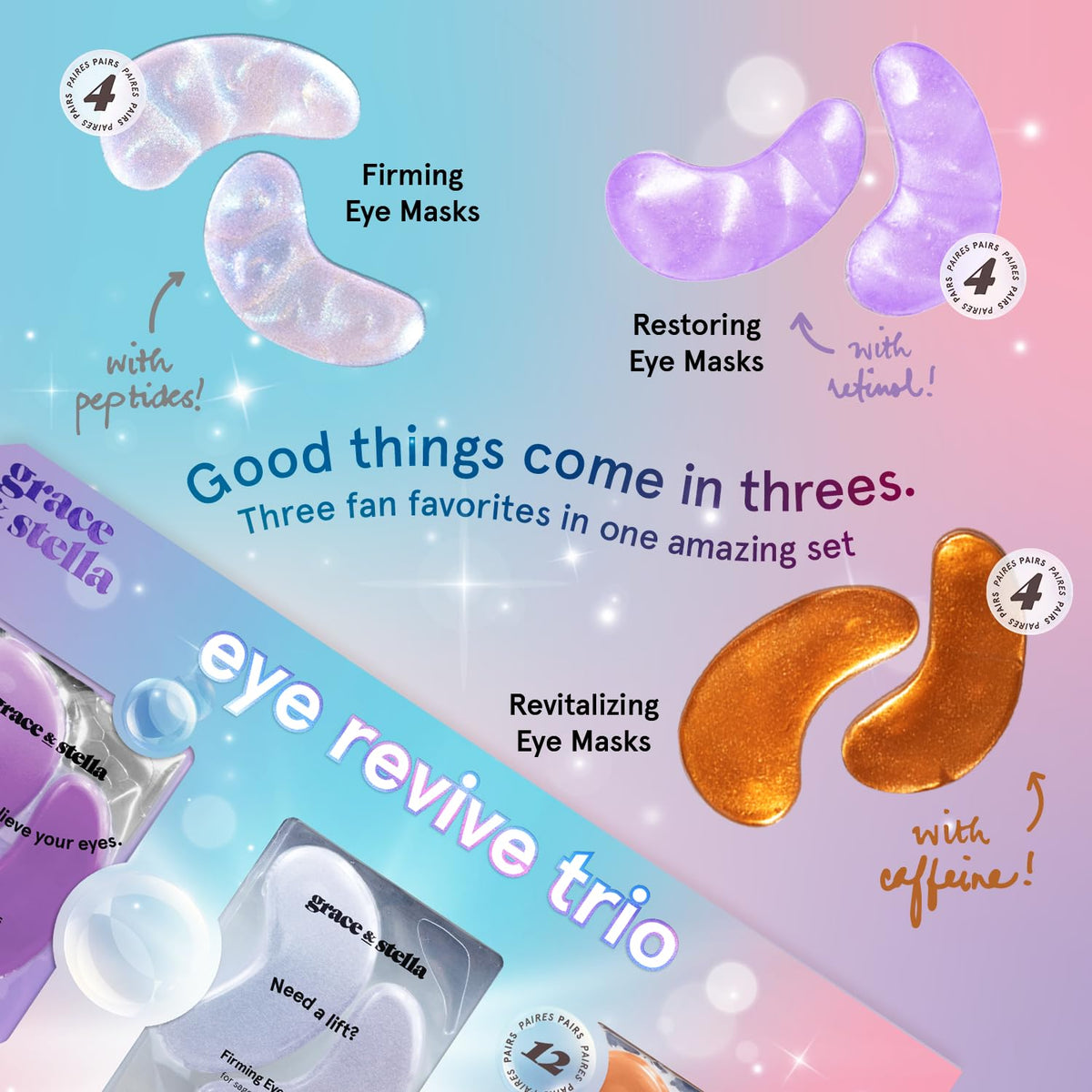 grace & stella Under Eye Mask - 12 Pairs - Vegan Gel Patches for Dark Circles & Puffiness