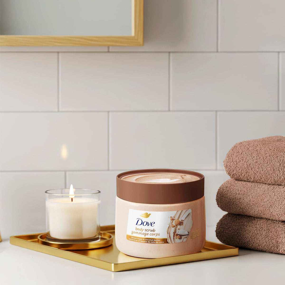 Dove Brown Sugar & Coconut Butter Body Scrub, Exfoliating & Nourishing Scrub 15 oz