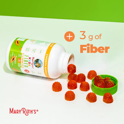 MARYRUTH'S Fiber Gummies for Kids - 2 Month Supply - Sugar Free - Kids Fiber Gummies Ages 4+ - Soluble Fiber Supplement - Gut Health & Digestion Support - 3g Fiber per Gummy - Vegan - 60 Count