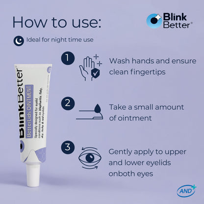 BlinkBetter BetterLids Eyelid Ointment (0.34 oz) - Deep-Moisturizing Oat Complex with Shea Butter & Panthenol for Dry, Itchy & Sensitive Skin