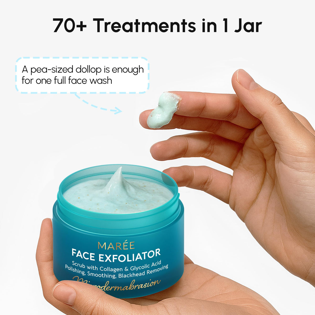 MAREE Face Exfoliator - Microdermabrasion Facial Scrub & Exfoliating Face Wash for Women - Collagen & Glycolic Acid - Gentle Scrub and Exfoliant - Men Exfoliating Scrubber - Exfoliante Facial Cleanser
