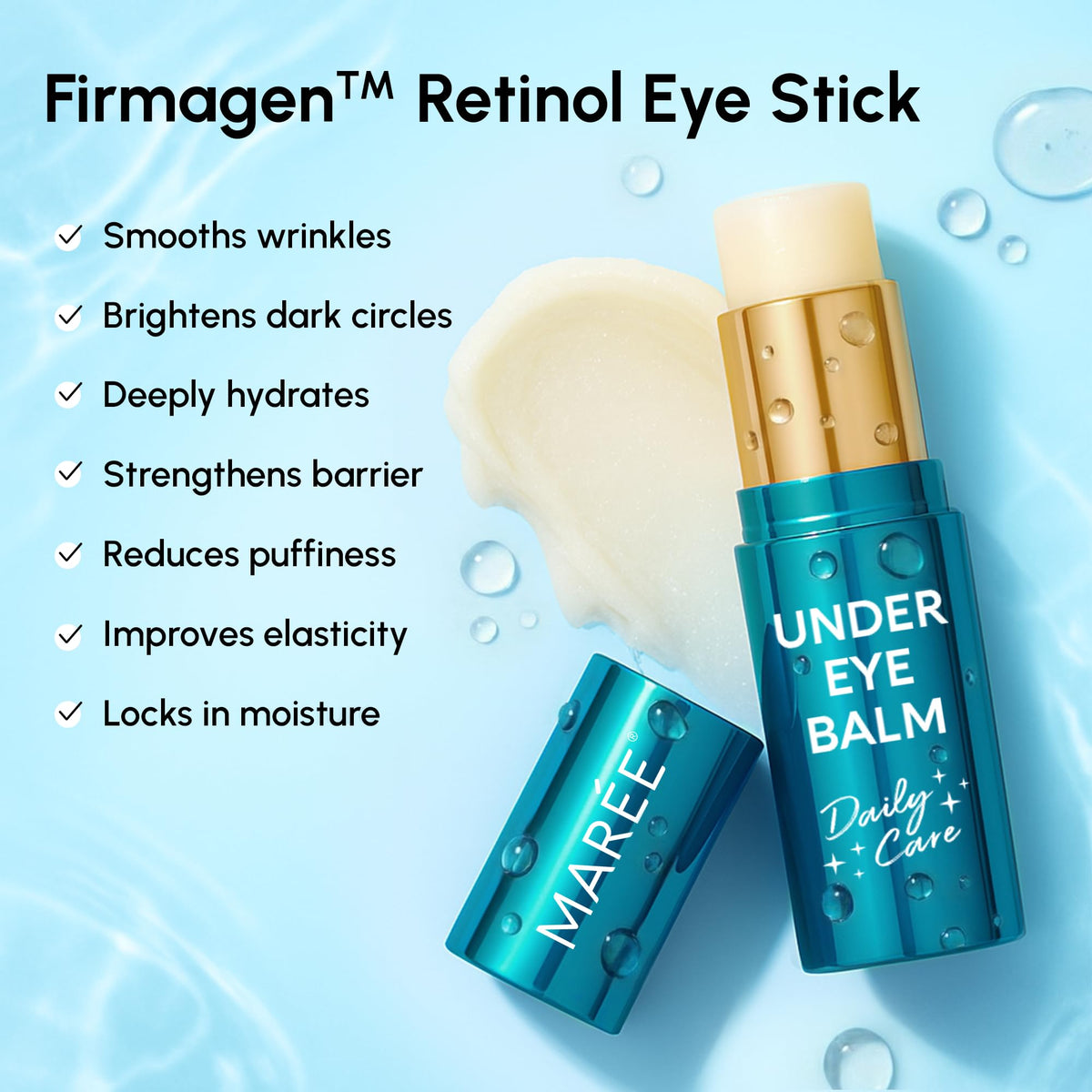 MAREE Under Eye Balm Stick with Retinol & Ceramide Complex (Pack of 2) - Targeted Anti-Aging & Hydrating Facial Moisturizer Stick