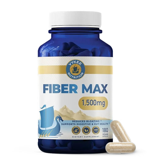 Vykee Nutrition Advanced Fiber Complex - Psyllium Husk, Aloe Vera, Chia & Flax Seed - Vegan, Non-GMO - Supports Digestive Health, Regularity & Gut Wellness - 180 Capsules