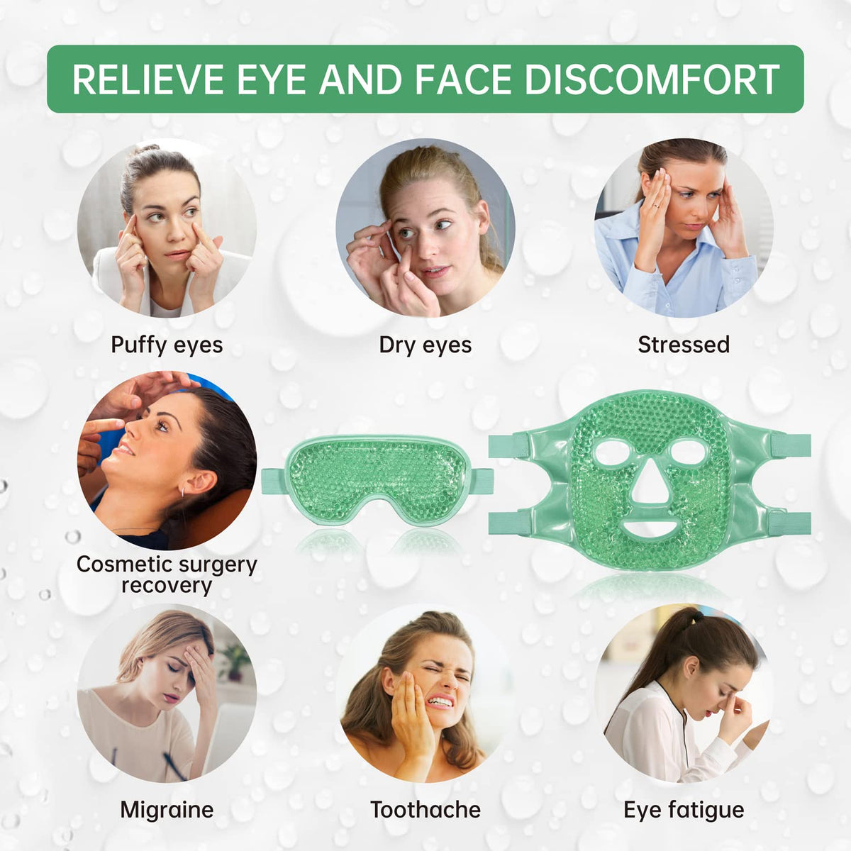 ZNÖCUETÖD Cooling Ice Face & Eye Mask - Luxury Gel Hot/Cold Pack for Puffiness, Sinus Relief, Dark Circles & Migraines - Soft Plush Backing