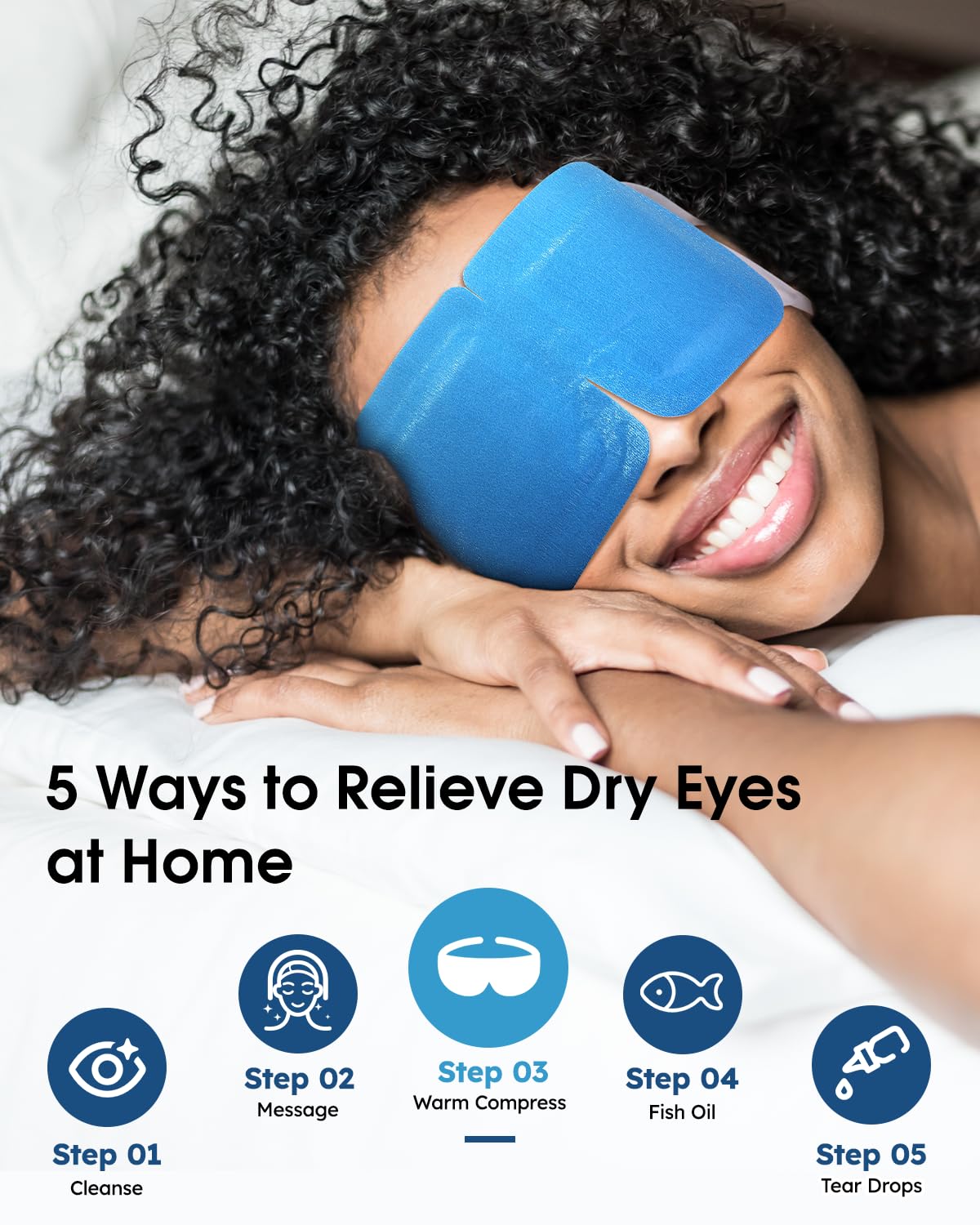 20-Pack Blueberry Steam Eye Masks - Sweet Antioxidant Warm Compress for Dry Eyes, Fatigue & Puffiness - Disposable Heated Sleep Mask - Spa Relaxation Gift