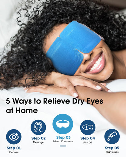 20-Pack Blueberry Steam Eye Masks - Sweet Antioxidant Warm Compress for Dry Eyes, Fatigue & Puffiness - Disposable Heated Sleep Mask - Spa Relaxation Gift