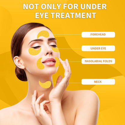 Qyiywim 24K Gold Under Eye Patches - 70 PCS Eye Gel Pads for Dark Circles, Puffiness & Eye Bags