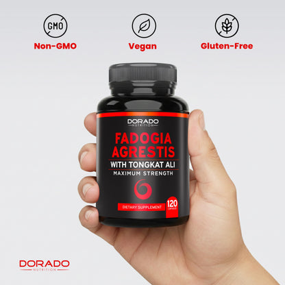 Fadogia Agrestis & Tongkat Ali Performance Blend for Men - Muscle, Strength & Athletic Performance Support - Vegan, Non-GMO (120 Capsules, USA Made)