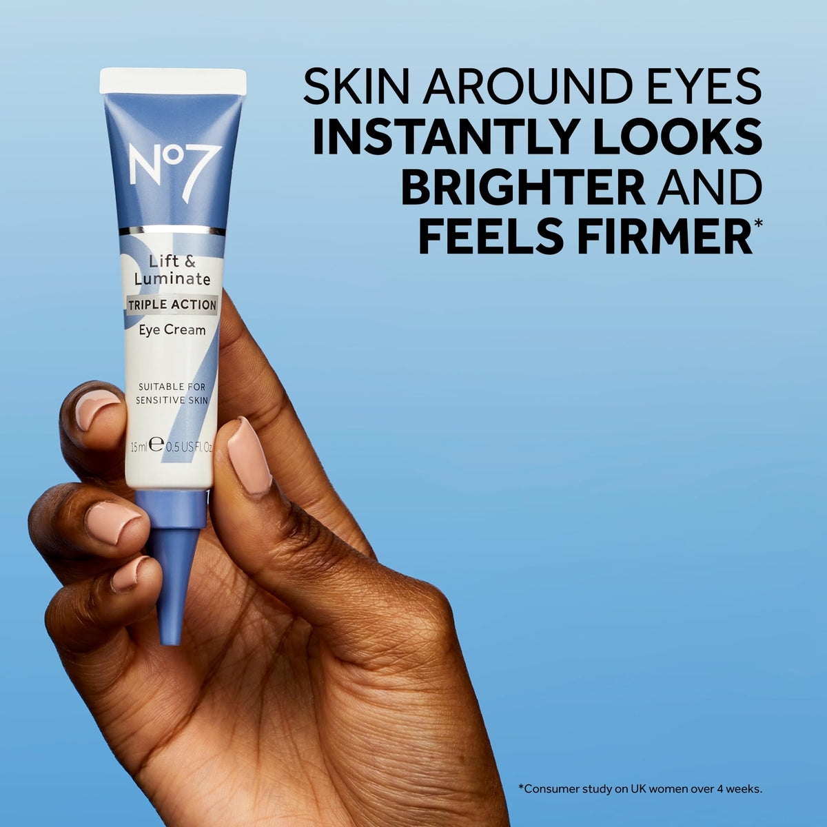 No7 Lift & Luminate Triple Action Eye Cream - 15ml (0.5 oz) - Anti-Aging Treatment with Vitamin C & Collagen Peptides