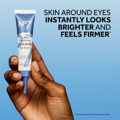 No7 Lift & Luminate Triple Action Eye Cream - 15ml (0.5 oz) - Anti-Aging Treatment with Vitamin C & Collagen Peptides