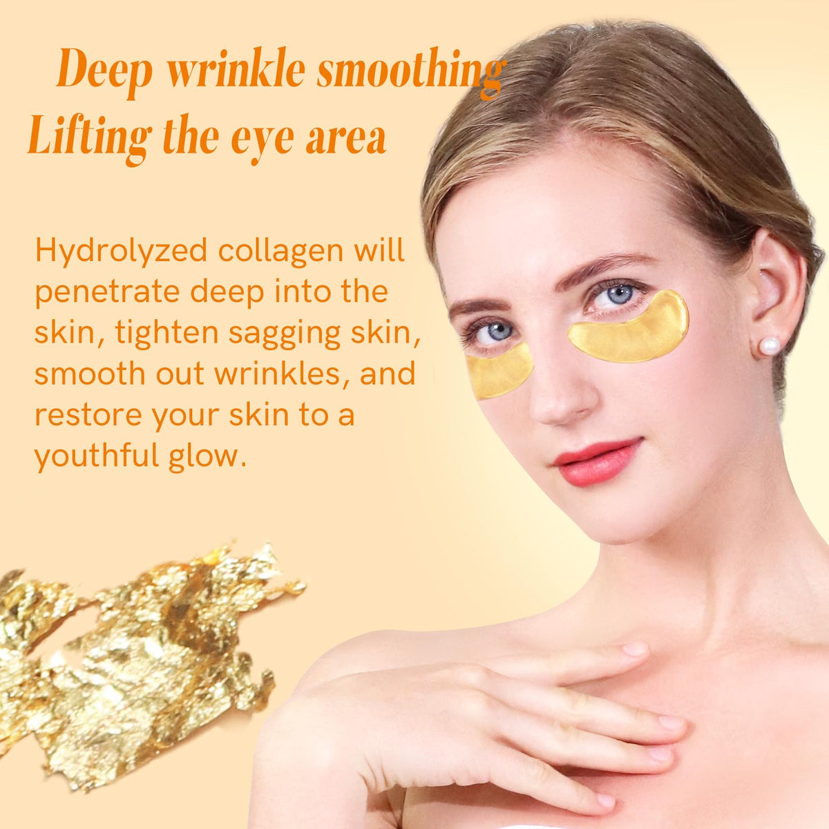 PEAUAMIE Collagen & Hyaluronic Acid Under Eye Patches (24 Pairs) - Intensive Plumping Eye Mask for Wrinkles, Dark Circles & Dehydrated Skin