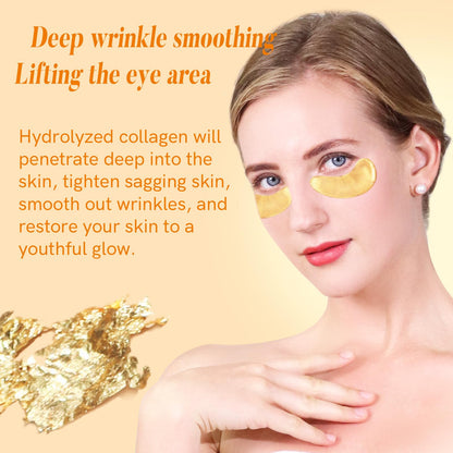 PEAUAMIE Collagen & Hyaluronic Acid Under Eye Patches (24 Pairs) - Intensive Plumping Eye Mask for Wrinkles, Dark Circles & Dehydrated Skin