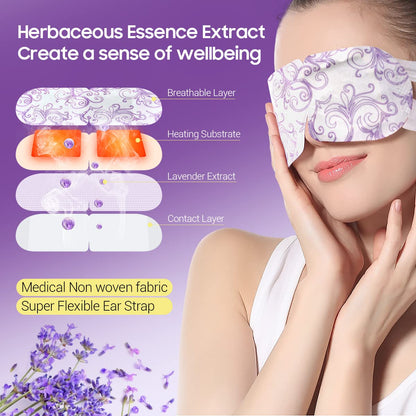 16-Pack Lavender Steam Eye Masks - Self-Heating Warm Compress for Dry Eyes, Tired Eyes & Dark Circles - Disposable Heated Sleep Mask & Travel Essentials