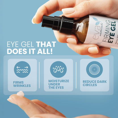 Eva Naturals Eye Gel for Dark Circles, Bags & Puffiness - Anti-Aging Peptide Serum with Hyaluronic Acid & Botanicals (2 oz)