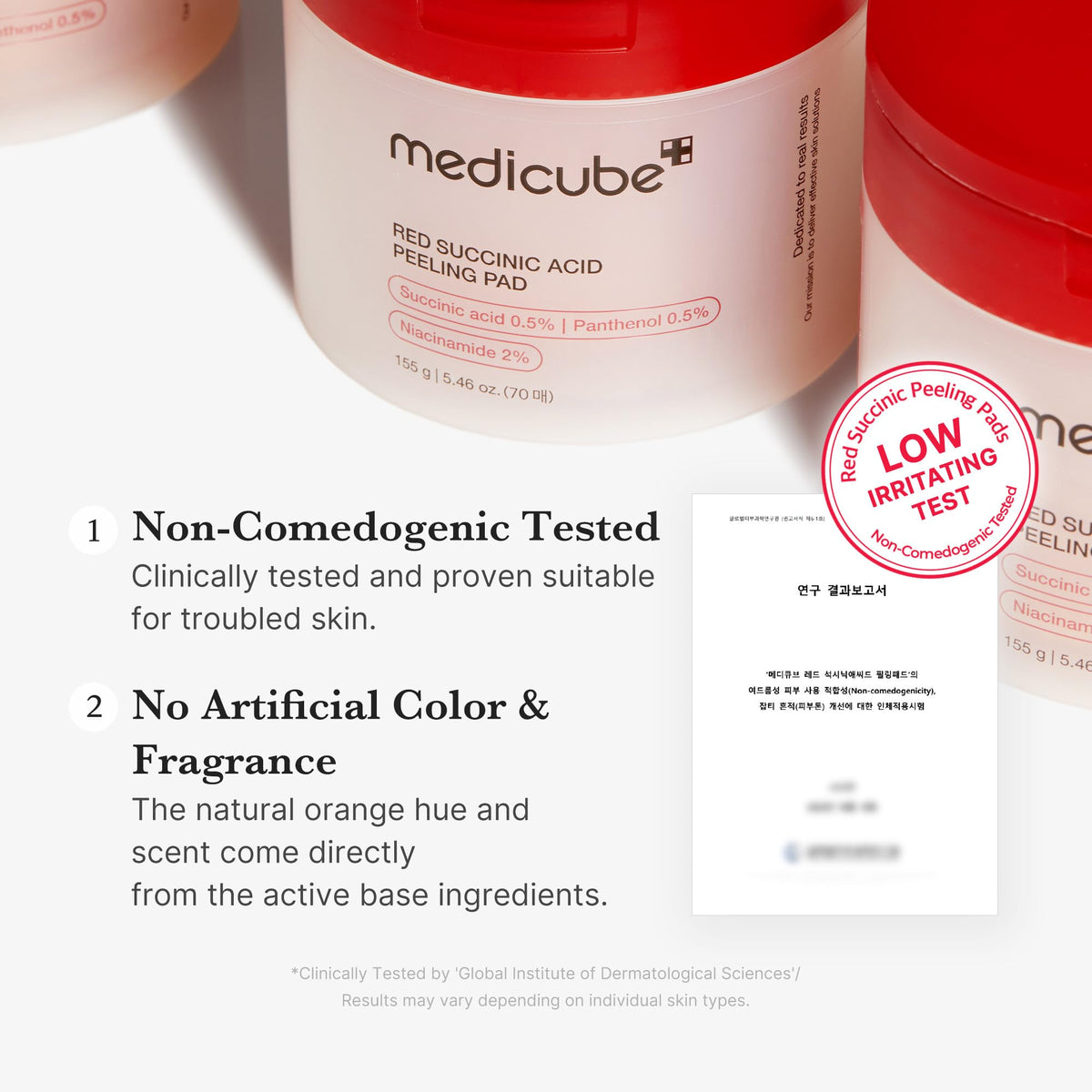 medicube Toner Pads Red Succinic Acid Panthenol Facial Peeling Pad - Exfoliating Toner Pad for Breakout-Prone Skin - Niacinamide, AHA, BHA, and Soothing Panthenol - Non-Comedogenic, 70 Pads (1 Pack)