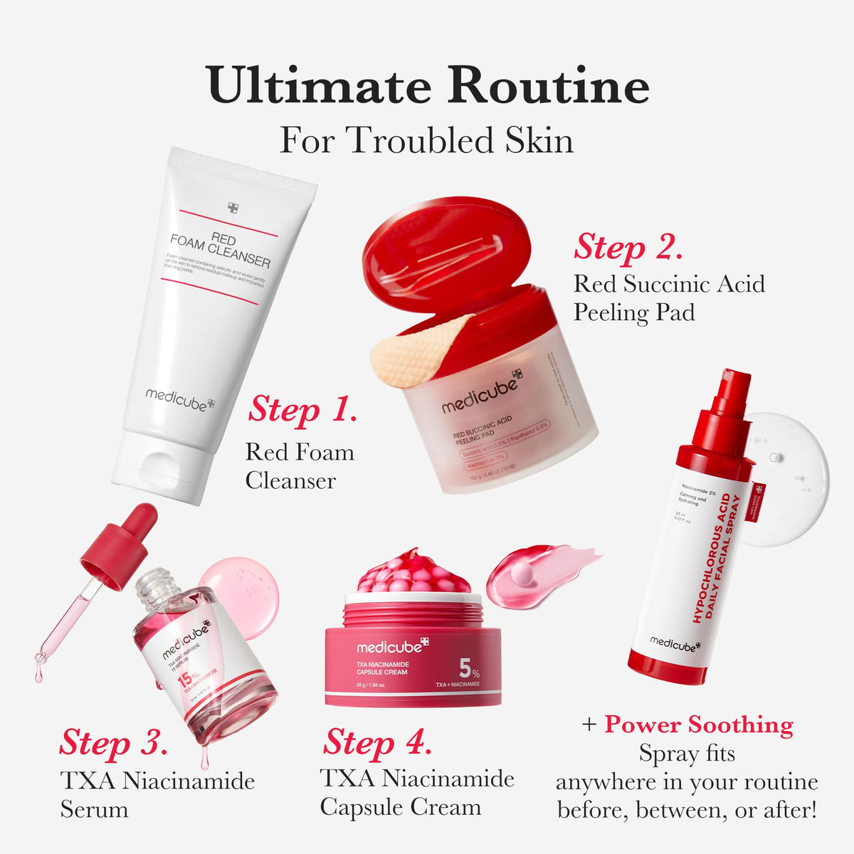 medicube Facial Cleanser Red Foam Cleanser - Daily Gentle Cleansing Foam for Sensitive & Troubled Skin - Deep Cleansing Impurities & Excess Sebum Control - Korean Skincare, 4.23 oz