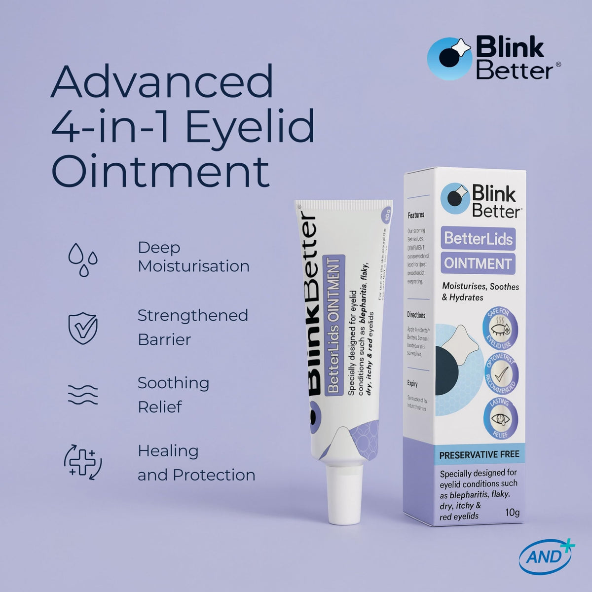 BlinkBetter BetterLids Eyelid Ointment (0.34 oz) - Deep-Moisturizing Oat Complex with Shea Butter & Panthenol for Dry, Itchy & Sensitive Skin