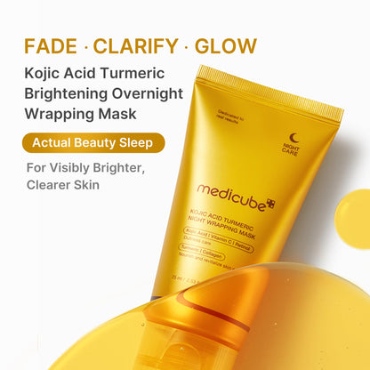 medicube Wrapping Mask Kojic Acid, Turmeric, Vitamin C Overnight Peel Off Facial Mask - Brighten & Defends Against Skin Stress for a Clear, Glowing Complexion - Korean Skin Care, 2.53 fl.oz