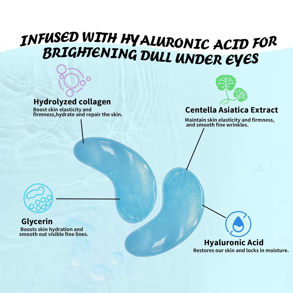 Maskiss Hyaluronic Acid Under Eye Patches (25 Pairs) - Collagen Eye Mask for Deep Hydration, Dark Circles & Wrinkles