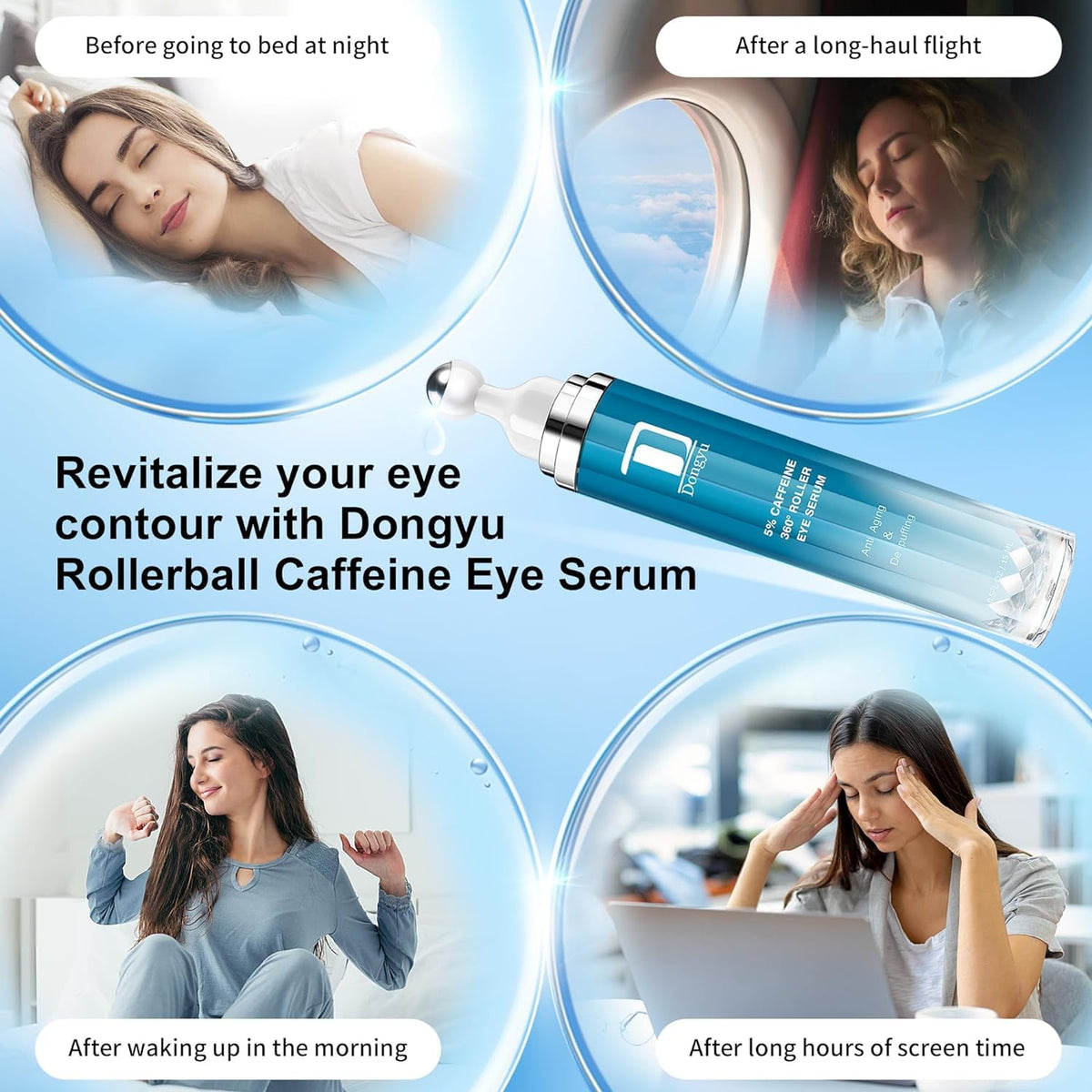 Upgraded Caffeine Eye Serum (15ml) - Instant Morning Wake-Up for Dark Circles, Puffiness & Sagging Eyelids