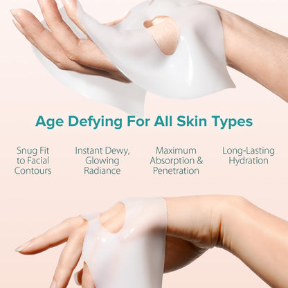 Ebanel Bio Collagen Face Mask, 4-Pack Hydrating Face Masks with 7 Peptides, Hyaluronic Acid, Niacinamide, Centella, Rose Water, Ceramide, and B5, Glass Skin Tightening and Lifting Korean Sheet Masks