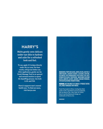 Harry's Cooling Eye Kit for Men - Gua Sha Depuffing Facial Massage Tool & Cooling Eye Stick for Dark Circles and Puffiness