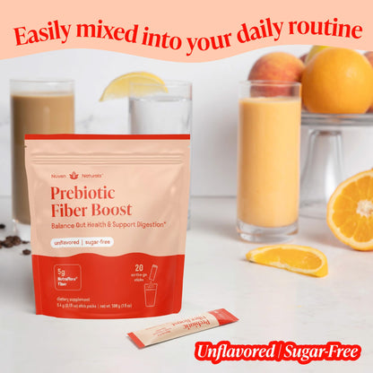 Nuven Naturals Prebiotic Fiber Powder - Unflavored & Sugar Free - Fiber Supplement to Support Digestive Regularity, Gut Health, Bloating & Immune Support - Soluble Prebiotic Powder Daily