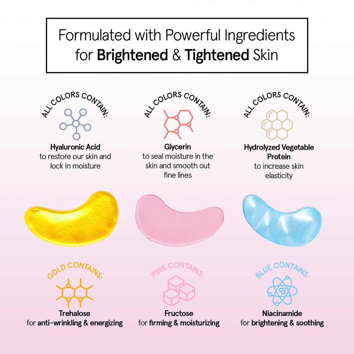 grace & stella Under Eye Mask Variety Pack - 72 Pairs (Gold, Pink & Blue) - Vegan Gel Patches for Dark Circles & Puffy Eyes