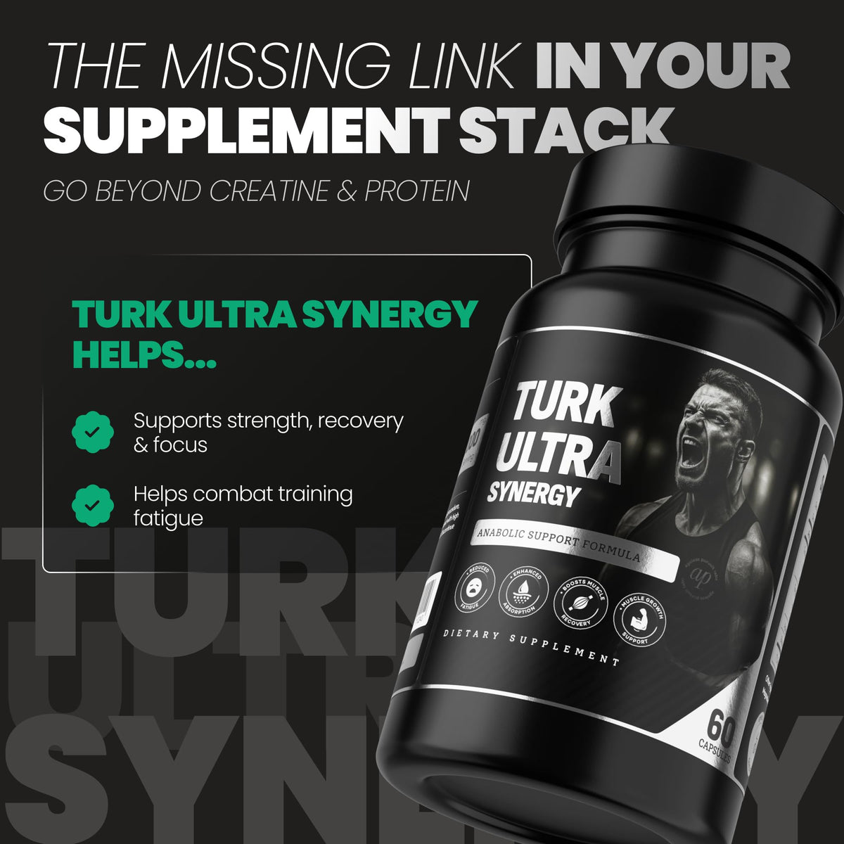 Turkesterone 500mg & Tongkat Ali 500mg for Men - Muscle Growth, Stamina & Performance Support with Apigenin & BioPerine - 60 Capsules (Made in USA)