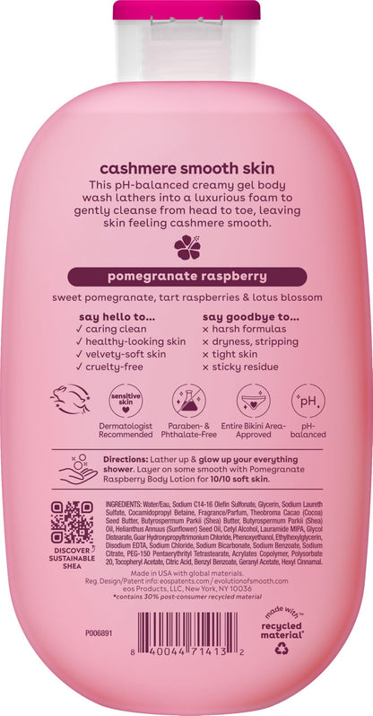 eos Cashmere Body Wash Pomegranate Raspberry 16 fl oz - Moisturizing Creamy Gel with Shea Butter