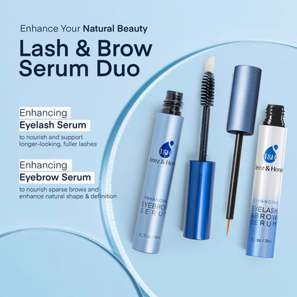 Terez & Honor Advanced Enhancing Eyelash and Eyebrow Serum (Duo Pack) - High-Potency Formula for Longer, Thicker Lashes & Fuller Brows