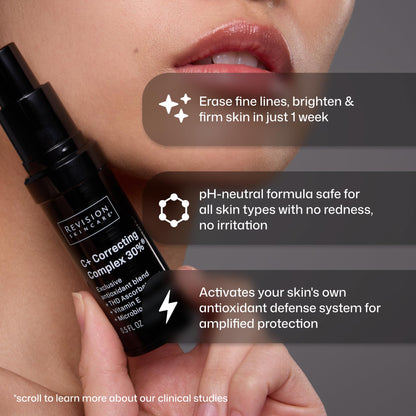 Revision Skincare C+ Correcting Complex 30%, Anti Aging Antioxidant Blend with Vitamin C, Supports Healthy Skin, 1 fl oz