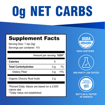 Ultimate Organic Inulin Powder. Make Delicious Probiotic Yogurt with Chicory Root Soluble Prebiotic Fiber. Dietary Supplement for Gut Health. Mix in Coffee, Tea & Smoothies. Low Carb & Keto (12oz)