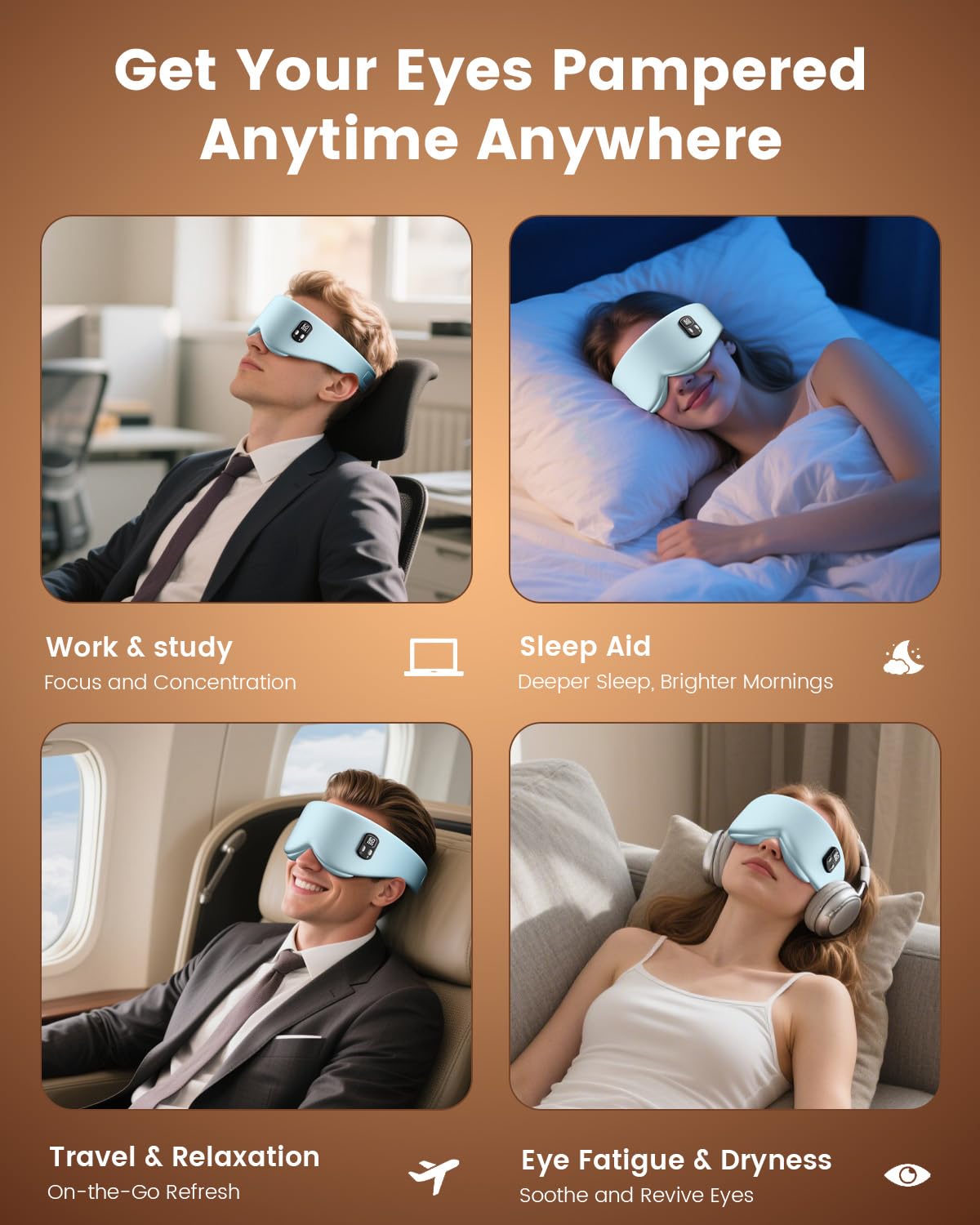 Anydance Cordless Heated Eye Mask - Rechargeable Warm Compress for Dry Eyes & Sleep Relief (Teal Green)