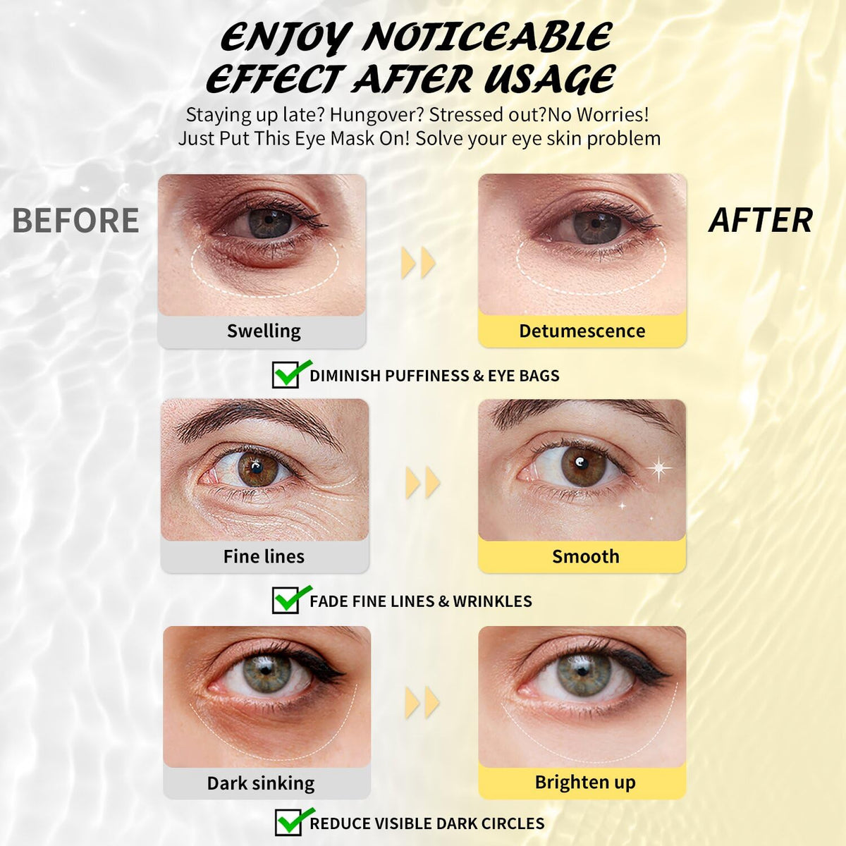 Maskiss Hyaluronic Acid Under Eye Patches (8 Pairs) - Mini Sampler Pack Collagen Eye Mask for Dark Circles & Hydration