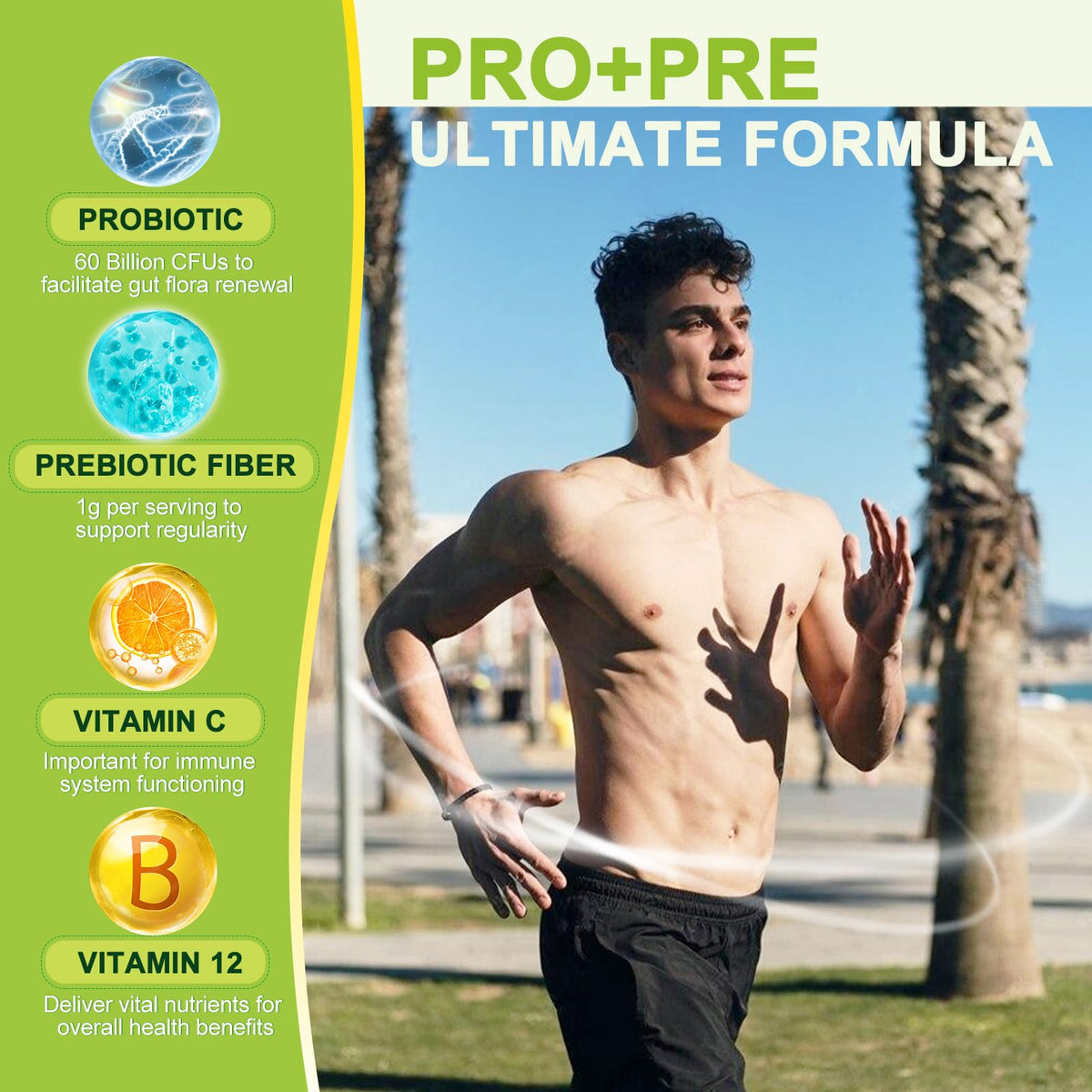 NATURE TARGET Prebiotic Fiber Supplement with 60 Billion Probiotics for Digestive Health - Prebiotics and Probiotics for Women & Men Regularity, Supports Occasional Constipation - 120 Veggie Capsules
